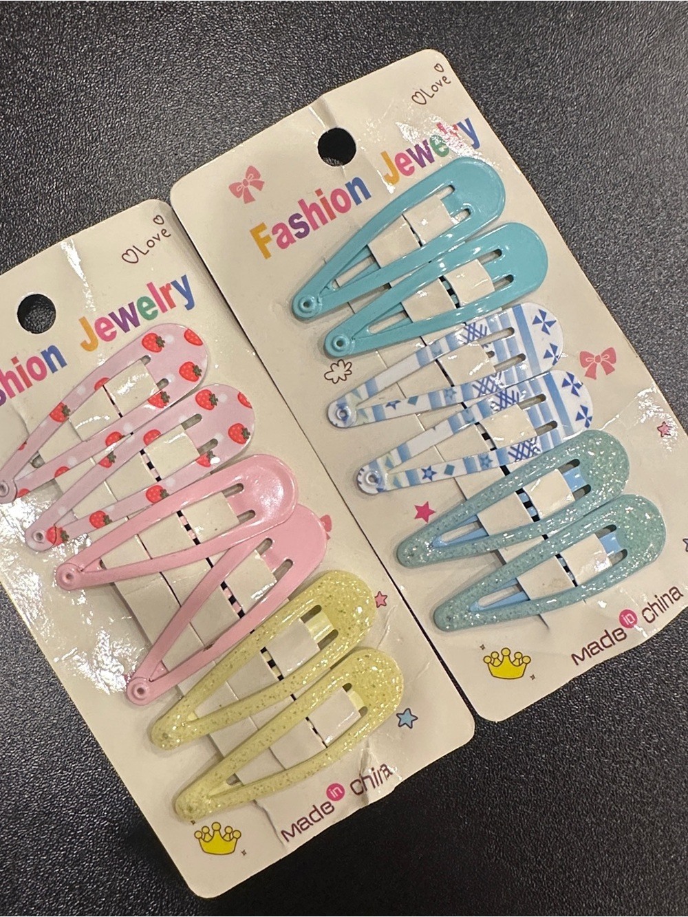 Kids Blue & Pink Hair Clip Set - Fashion Jewelry